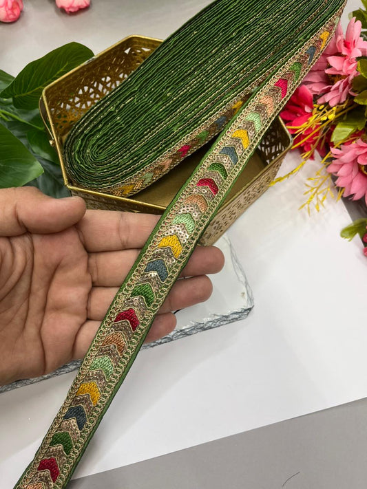 Sabyasachi Style Embroidery Saree Laces – Premium 1 Inch Designer Decorative Lace for Ethnic & Bridal Wear (9 Meter) | Mahendi