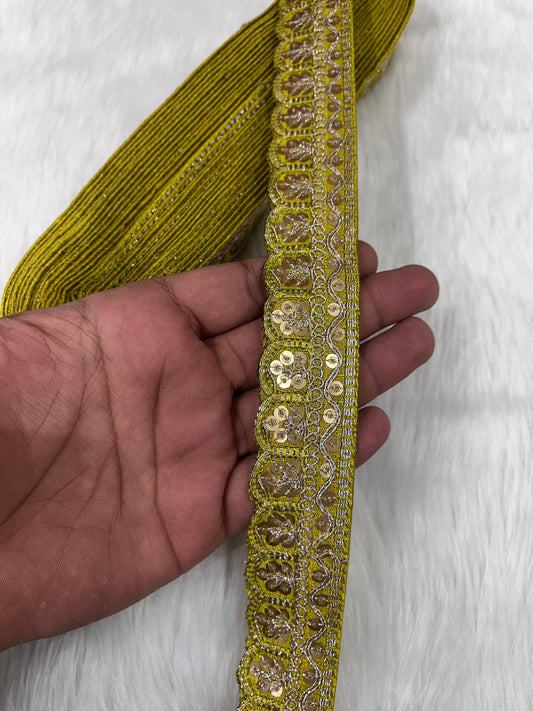 Indian Saree Lace Border Embroidered Trim - Floral Thread Decorative Ribbon (9 Meter) | Mahendi