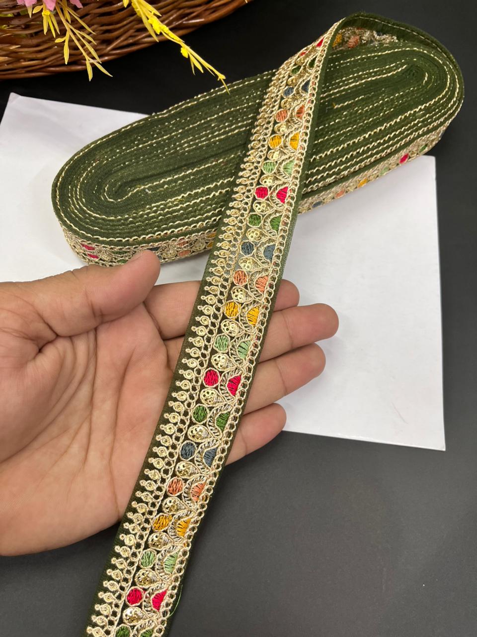 Sabyasachi Inspired Saree Lace Borders – Premium Designer Trim for Sarees, Dupattas & Lehengas (9 Meter, 1 Inch Width) | Mahendi