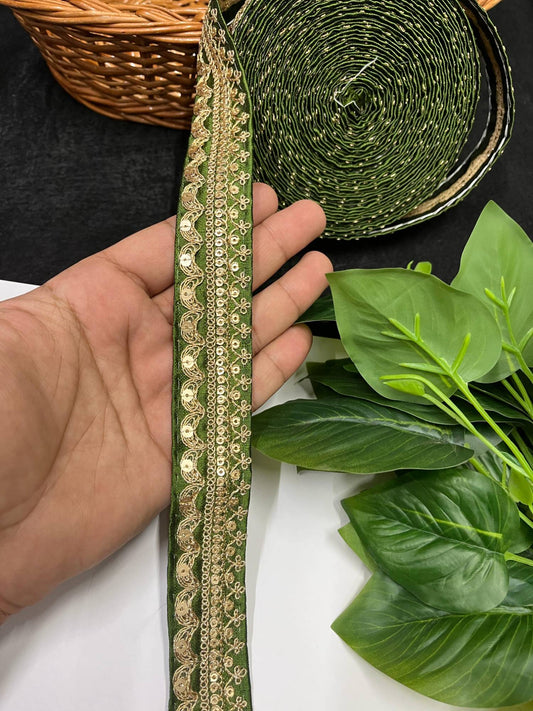 Gold Embroidered Saree Laces for Sarees, Kurtis, Dupattas, Dresses & Lehengas – 9 Meters, 1.25-Inch Decorative Border | Mahendi