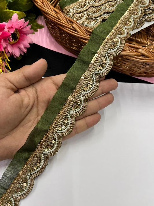 Handmade Scalloped Zardozi Maggam Work Saree Lace Borders – Premium Designer Maggam Lace | Mahendi
