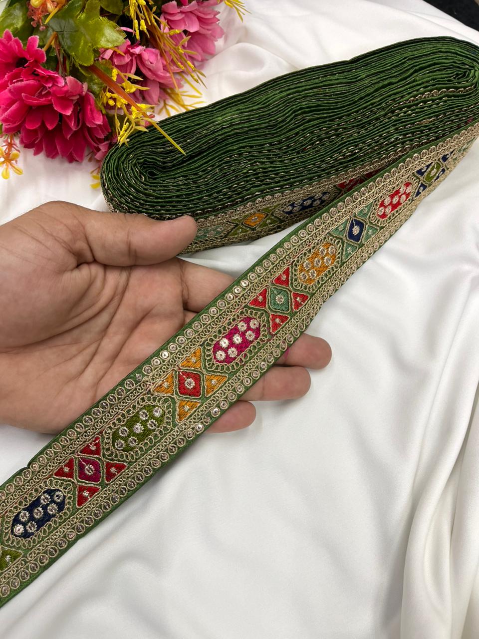 Sabyasachi Style Embroidered Designer Saree Lace Border – Luxury Ethnic Embroidery Lace for Sarees, Blouses & Lehengas | Mahendi