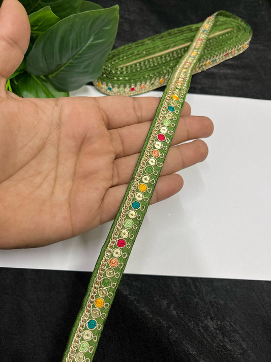 Multicolored Sabyasachi Inspired Embroidered Lace – 9 Meters, 0.5-Inch Designer Trim for Sarees, Lehengas & Dupattas | Mahendi
