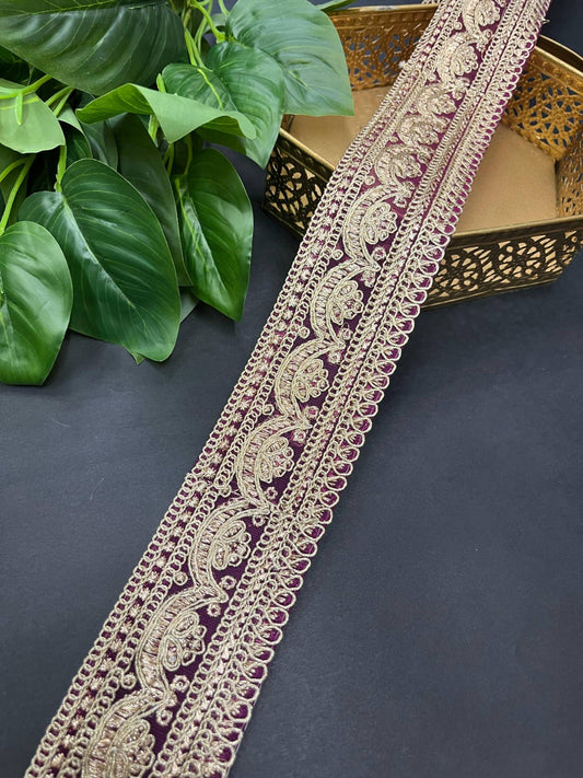 Embroidery Designer Lace on Net Fabric – 9 Meters, 2.5-Inch Width | Majanta