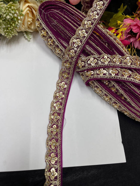 Handcrafted Katdana Saree Laces – 9 Meters, 1-Inch Maggam Work Embellished Border for Sarees, Lehengas & Dupattas | Majanta