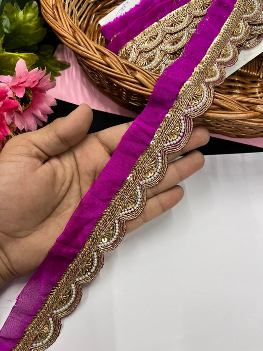 Handmade Scalloped Zardozi Maggam Work Saree Lace Borders – Premium Designer Maggam Lace | Majanta
