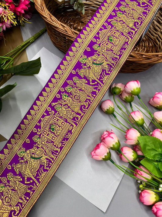 Excellent Banarasi Lace – Premium 4 Inch Traditional Woven Border for Sarees, Dupattas & Ethnic Wear (9 Meter) | Majanta