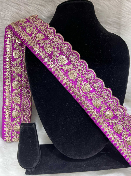 Designer Embroidery Saree Lace | Dupatta Lace | Lehenga Border – 9 Meters, 2-Inch Wide Embroidered Trim | Majanta