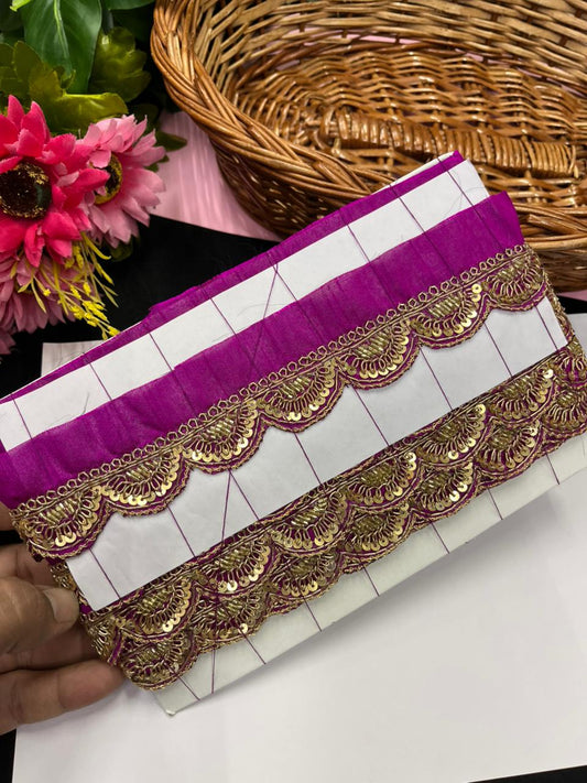 Handmade Scalloped Zardozi Maggam Work Saree Lace Borders – Premium Designer Maggam Lace | Majanta