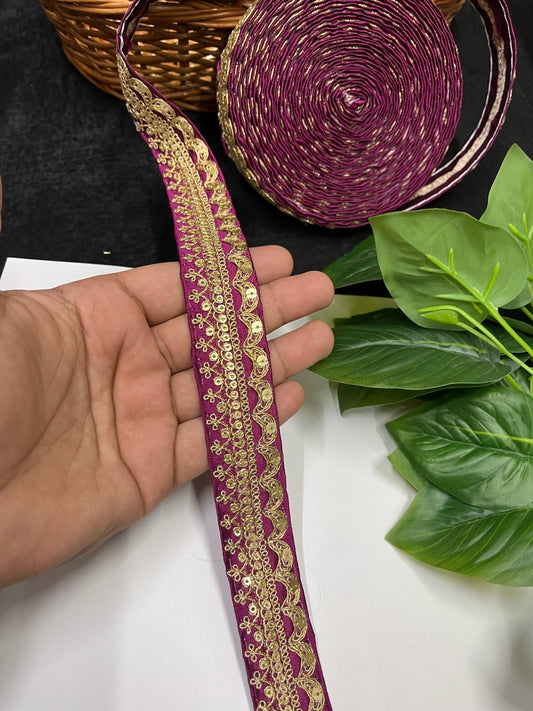 Gold Embroidered Saree Laces for Sarees, Kurtis, Dupattas, Dresses & Lehengas – 9 Meters, 1.25-Inch Decorative Border | Majanta