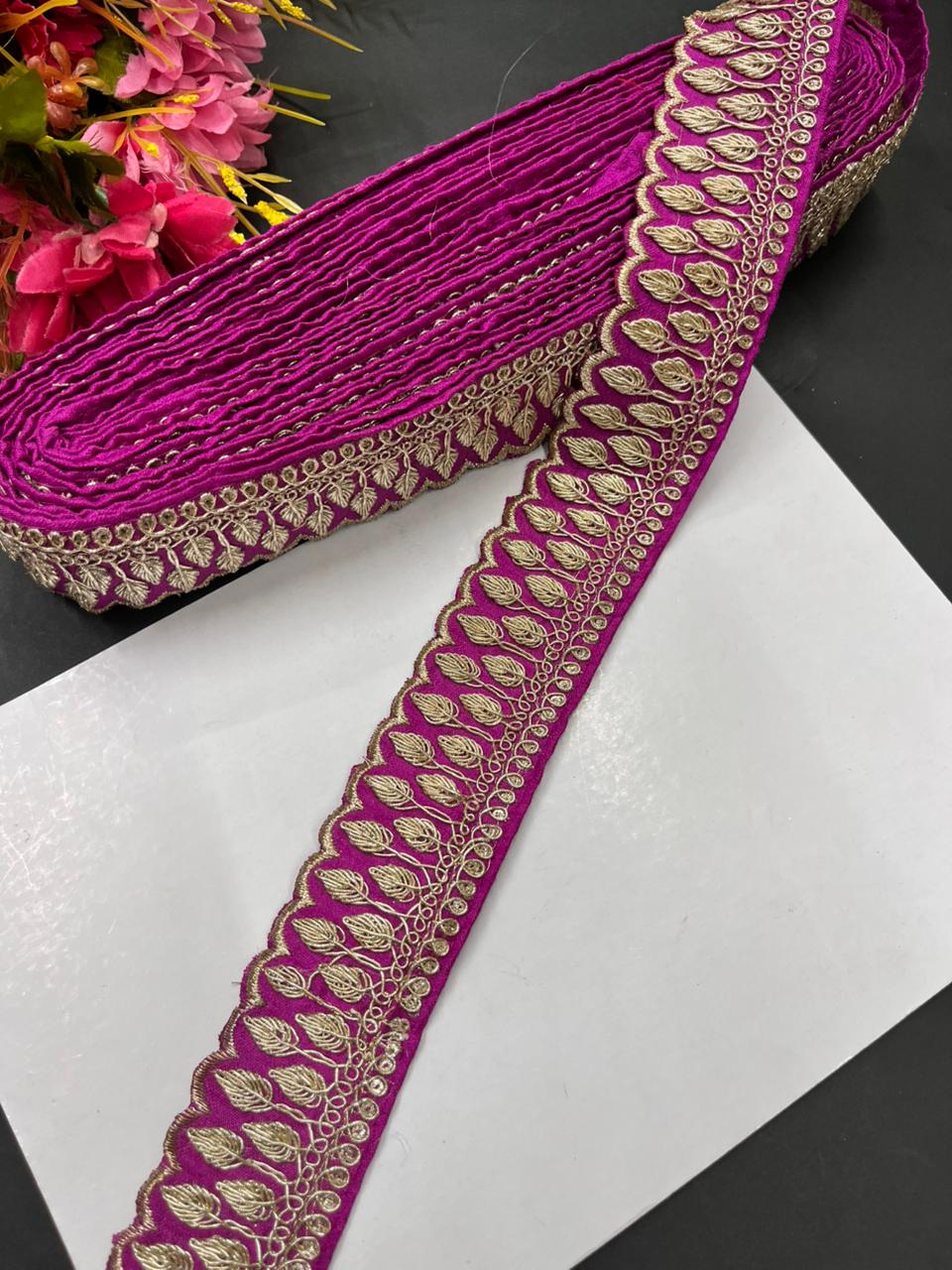 Zari Embroidered Saree Laces – Premium Designer Borders for Sarees, Lehengas & Dupattas (9 Meter, 1.5 Inch Width) | Majanta