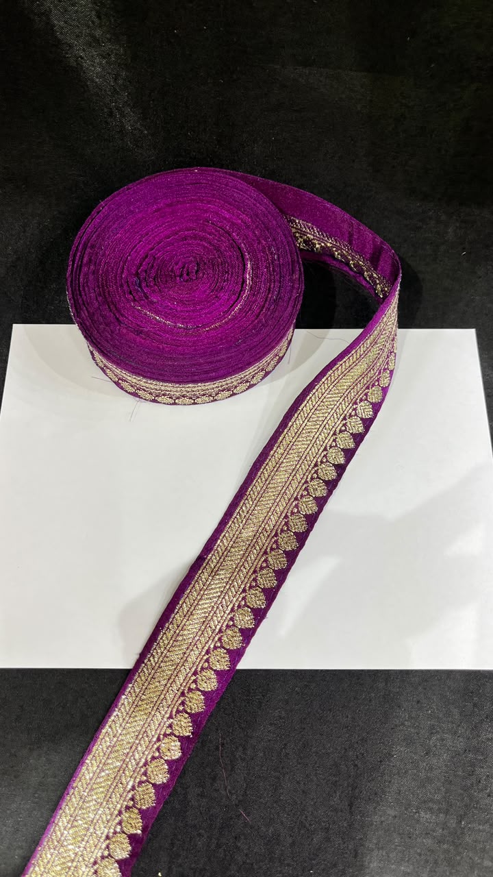 Banarasi Handloom Vintage Pure Silk Border – 9 Meters, 1-Inch Traditional Zari Lace Trim for Sarees & Lehengas | Majanta
