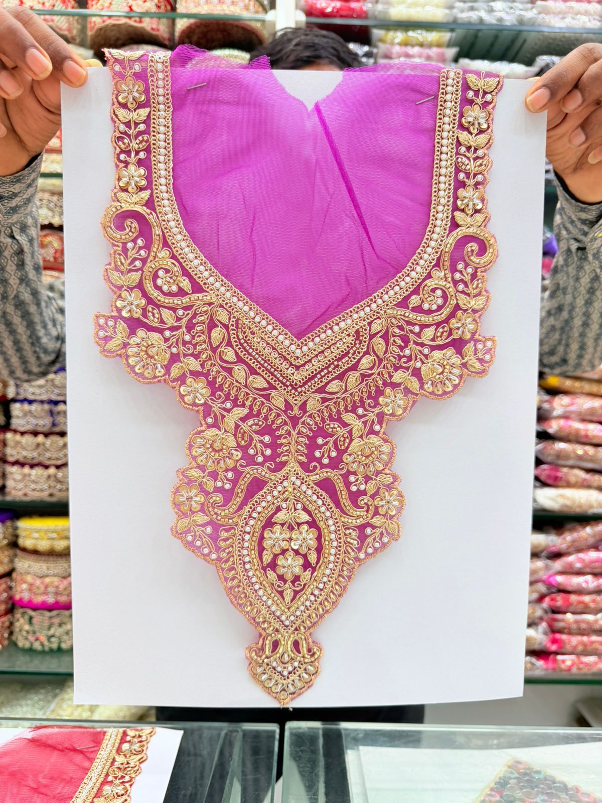 Beautiful Neck Patch for Dresses & Kurtis – Elegant Designer Embellished Neck Applique | Majanta