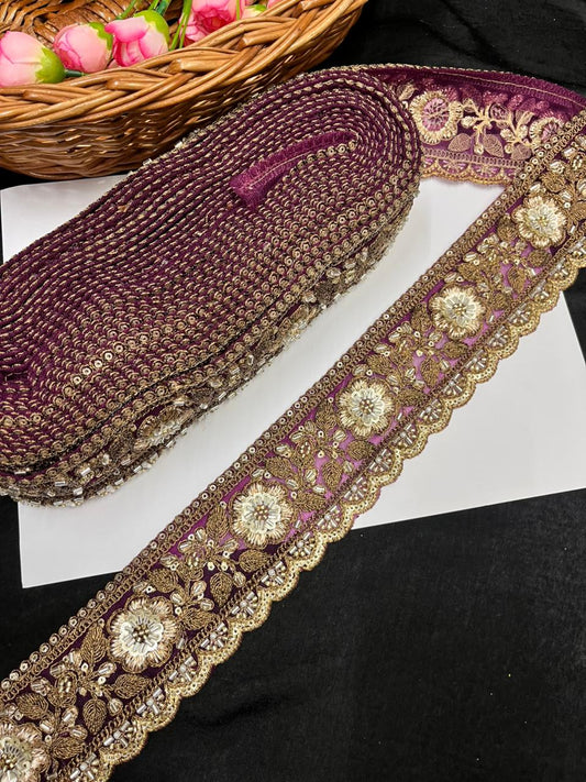 Antique Zari Flower Design Maggam Work Lace for Sarees – Premium Designer Maggam Lace | Majanta