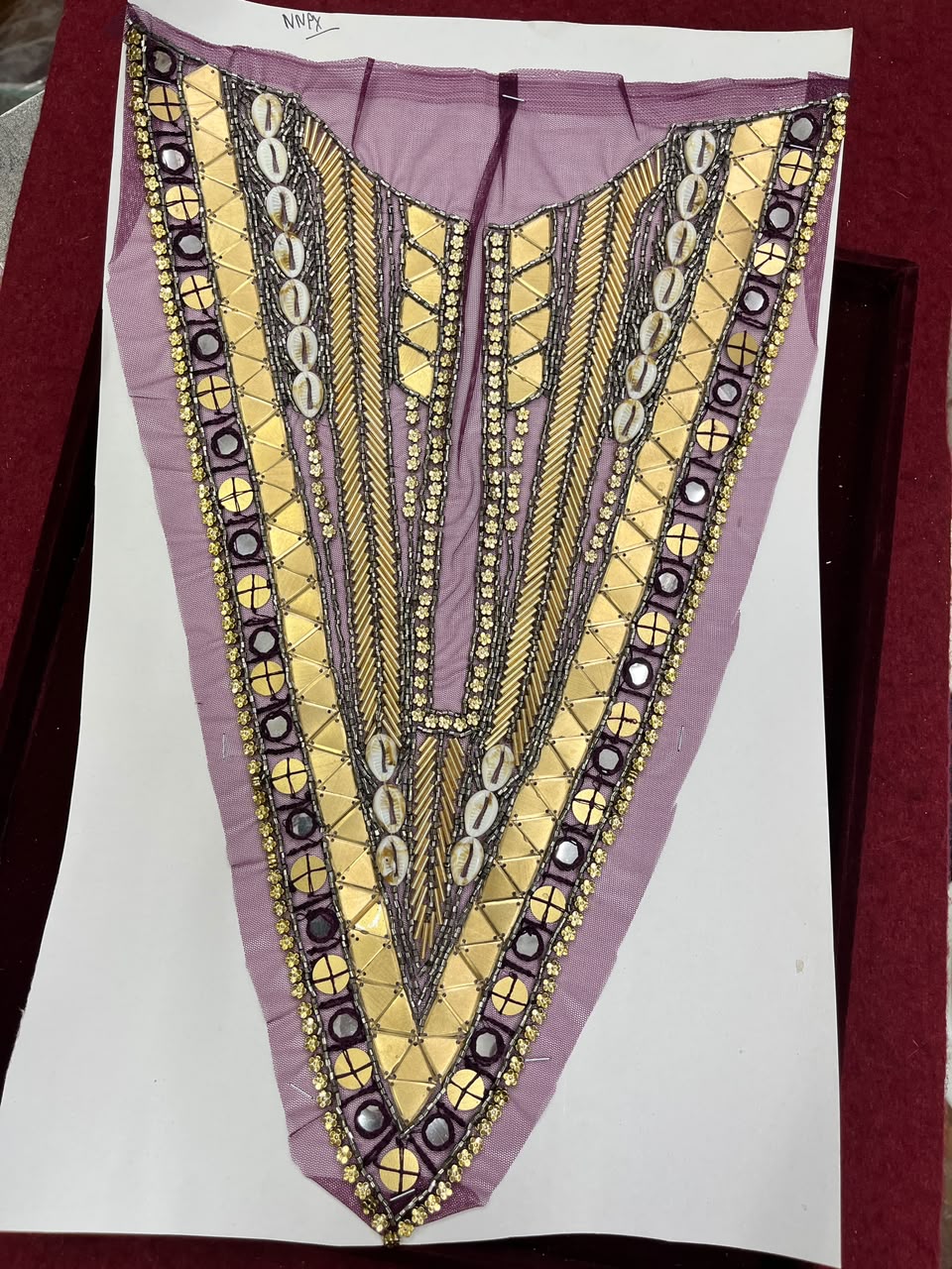 Designer Handcrafted Neck Patch for Dresses, Kurtis & Blouses – Premium Embroidered Neckline Applique | DC0982 | Maroon 1