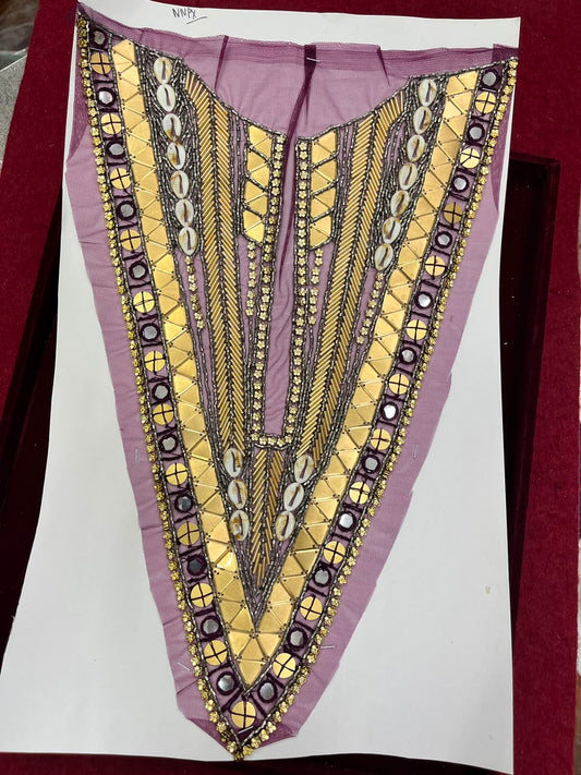Designer Handcrafted Neck Patch for Dresses, Kurtis & Blouses – Premium Embroidered Neckline Applique | DC0982 | Maroon 1
