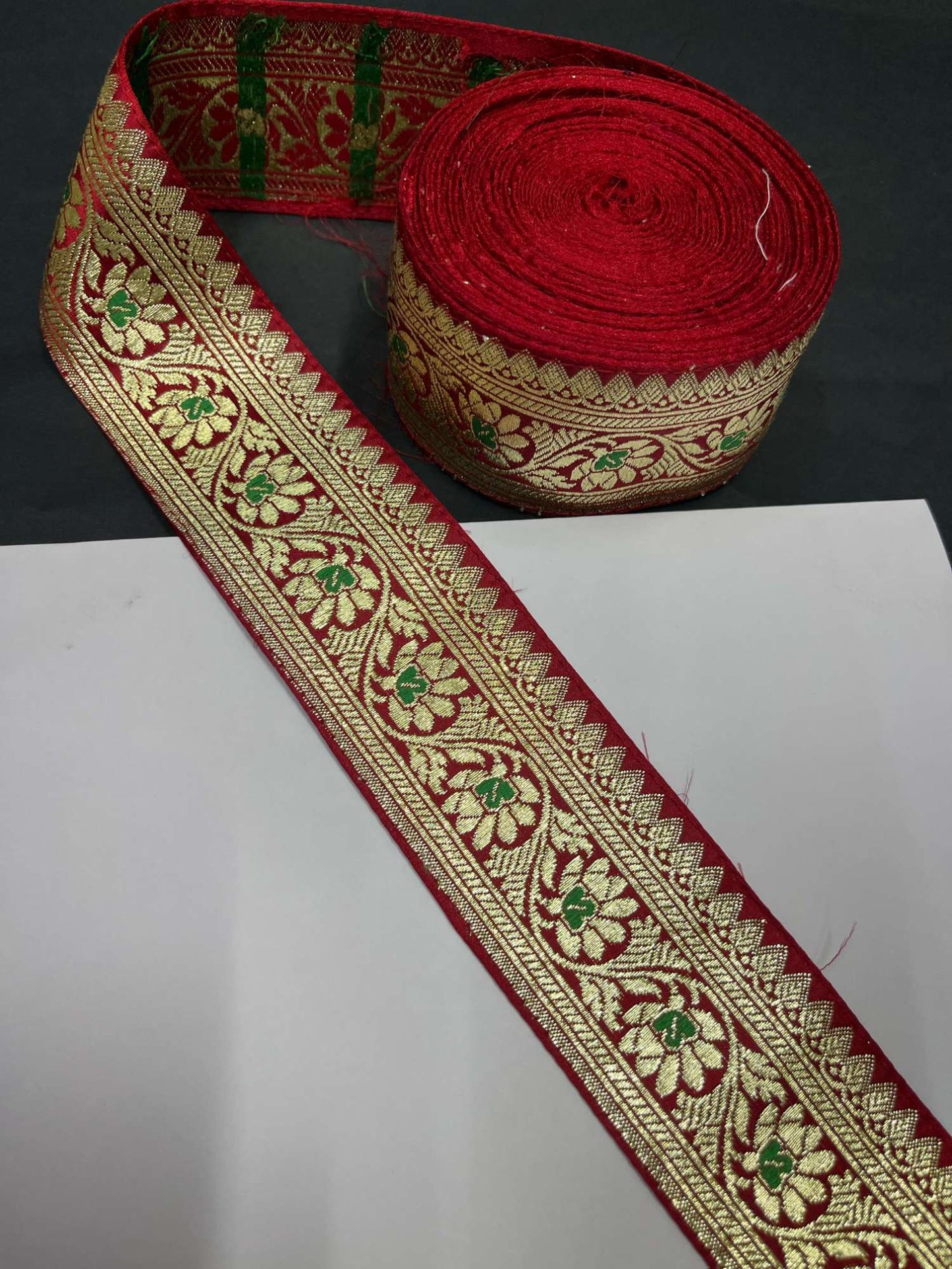 Banarasi Handloom Vintage Pure Silk Border – 9 Meters, 2-Inch Traditional Zari Embroidered Trim for Sarees & Lehengas | Maroon