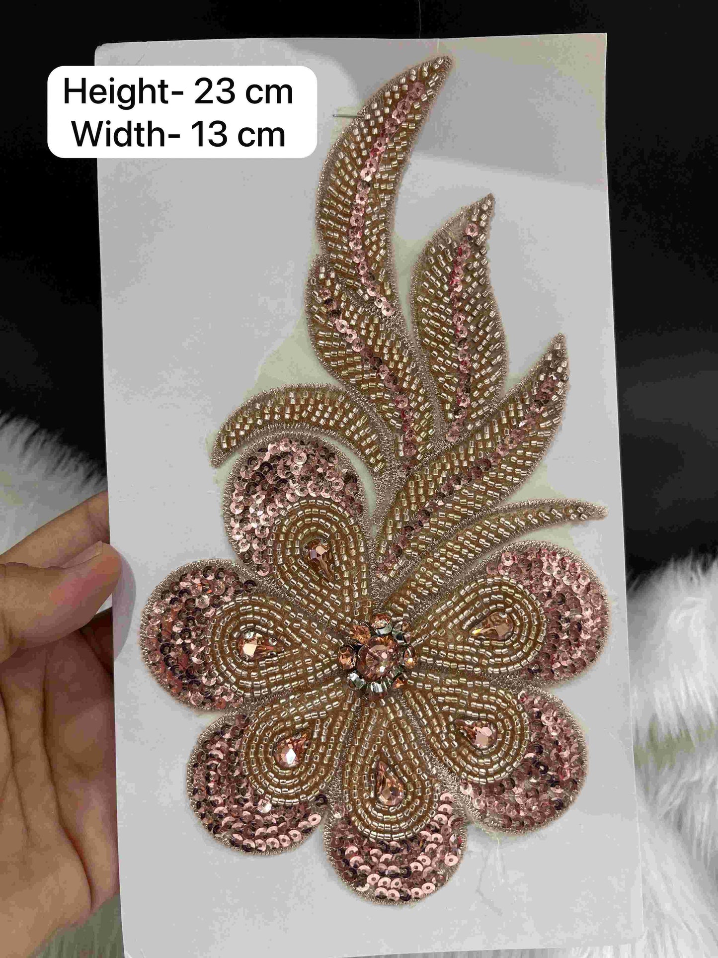 Designer Embroidered Multicolor Stonework Patches for Dresses | Handmade Bead Applique for Blouse, Gown, Lehenga | Maroon