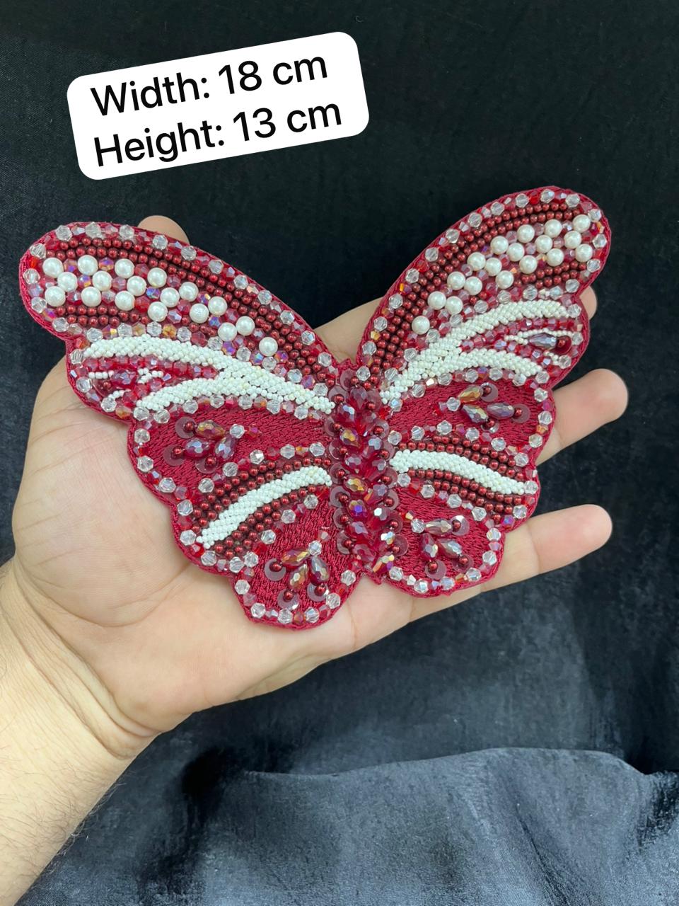 Handcrafted Crystal Butterfly Decorative Patch – Premium Designer Embellished Applique for Dresses & Ethnic Wear | Mahendi