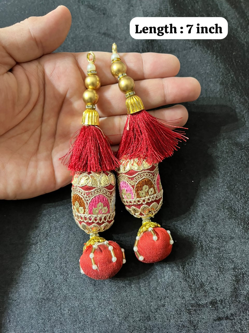 Decorative Gota Work Latkans for Lehenga and Saree Blouses – Designer Ethnic Tassels for Traditional Wear | Maroon