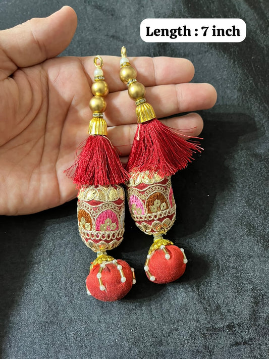 Decorative Gota Work Latkans for Lehenga and Saree Blouses – Designer Ethnic Tassels for Traditional Wear | Maroon
