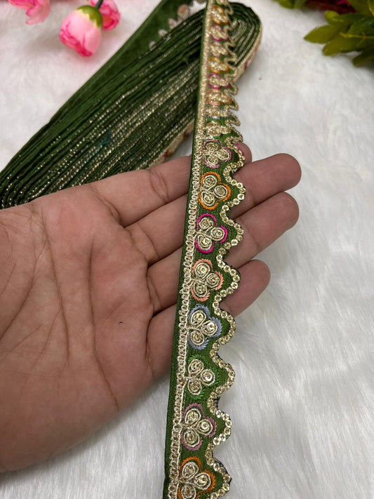 Sabyasachi-Inspired Multicoloured Designer Embroidered Trims – 9 Meter Roll, 1 Inch Wide for Crafting & Fashion | Mahendi
