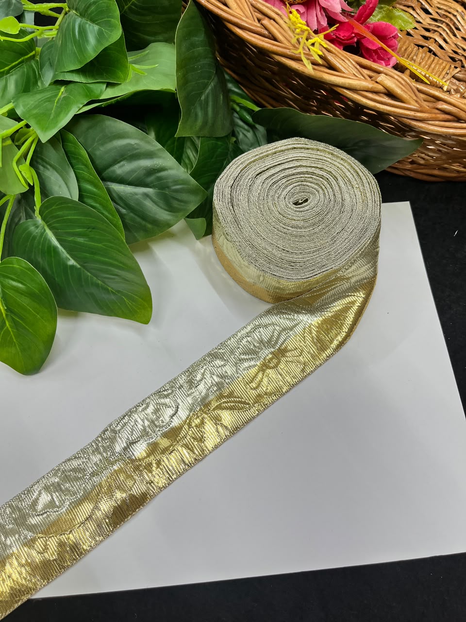 Artificial Plain Gota Lace for Skirts, Lehengas, Sarees & Dupattas – Decorative Gota Patti Lace Border (2 Inch) | DC1024 | Multi