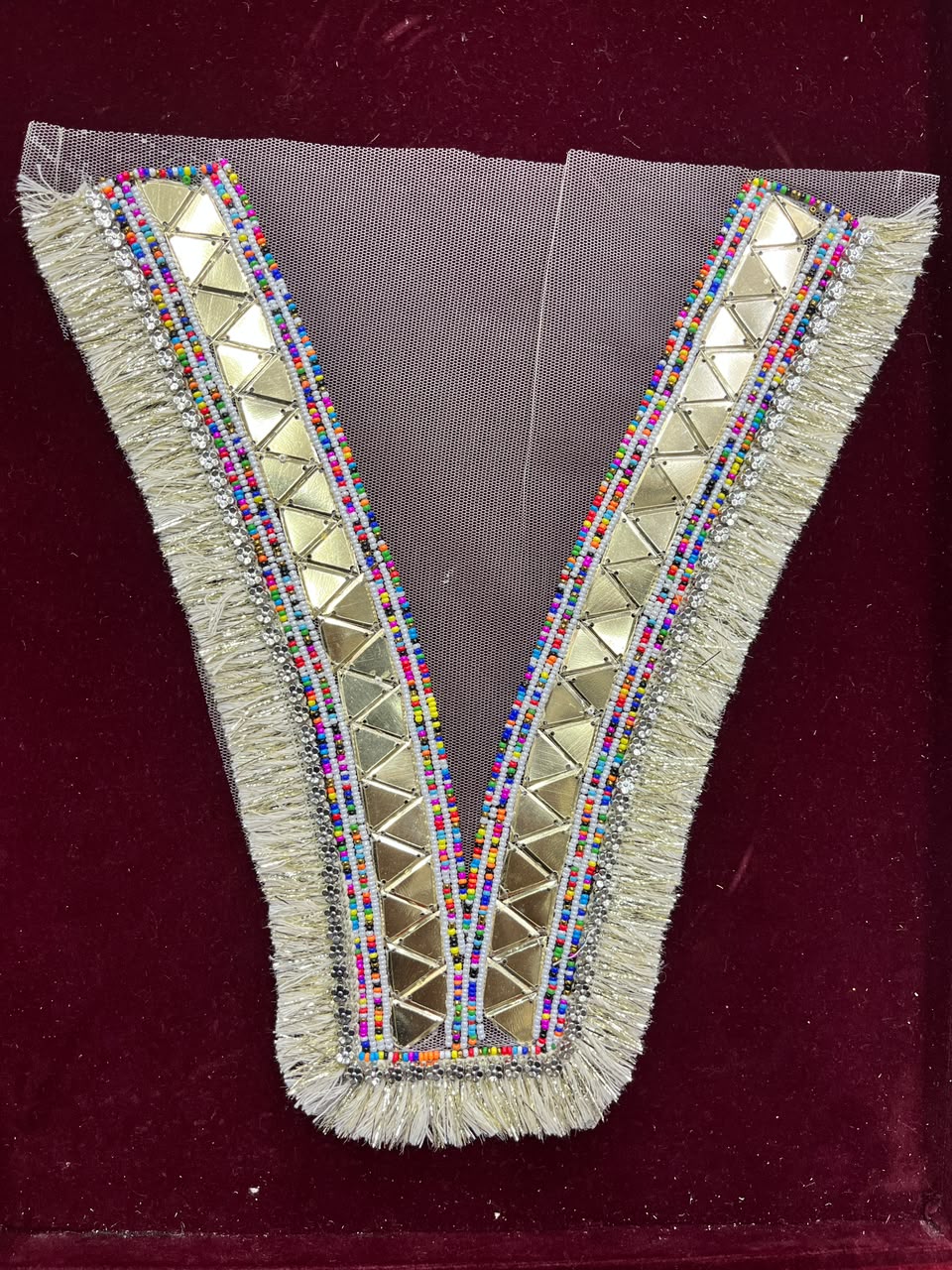Designer Handcrafted Neck Patch for Women's Dresses, Kurtis & Blouses – Premium Embroidered Neckline Applique | DC0990 | Multi