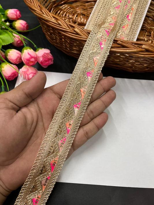 Affordable Multicolour Embroidered Lace Designs – Elegant Border Trim for Sarees, Dupattas & Lehengas (9 Meter, 1.5 Inch Width) | Multi1