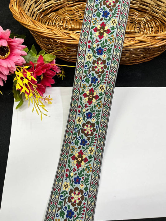 Multi-Color Jacquard Ribbon Banarasi Lace Border for Sarees & Lehengas (9 Meter)
