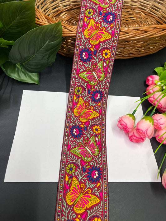 Butterfly Banarasi Lace – 9 Meters, 2.5-Inch Traditional Zari Woven Border for Sarees, Lehengas & Dupattas | Multi 1