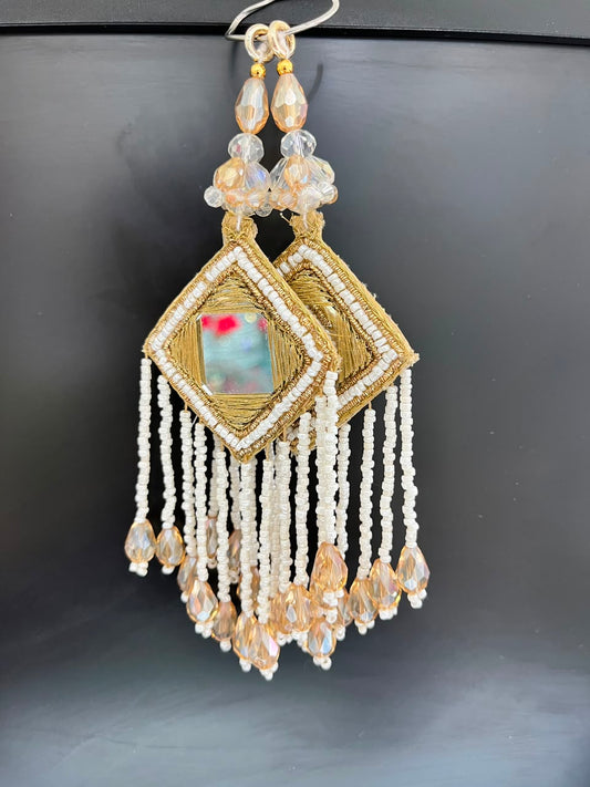 Designer Mirror Tassels (Latkans) for Blouses, Dresses & Lehengas – Decorative Mirror Hanging Tassels Set of 2 | DC0999 | Multi