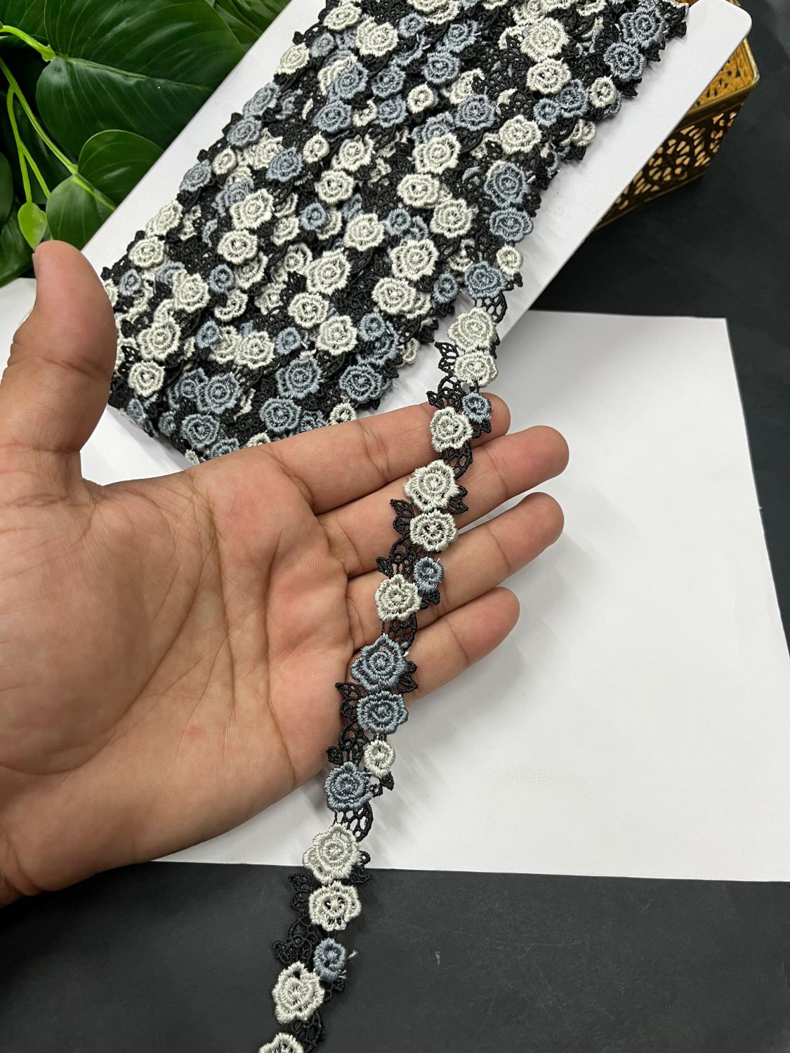 Stunning Multicolour Guipure Flower Imported Lace Trim – Designer Saree Laces & Dress Borders (9 Meter) | Multi 1