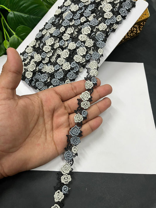 Stunning Multicolour Guipure Flower Imported Lace Trim – Designer Saree Laces & Dress Borders (9 Meter) | Multi 1