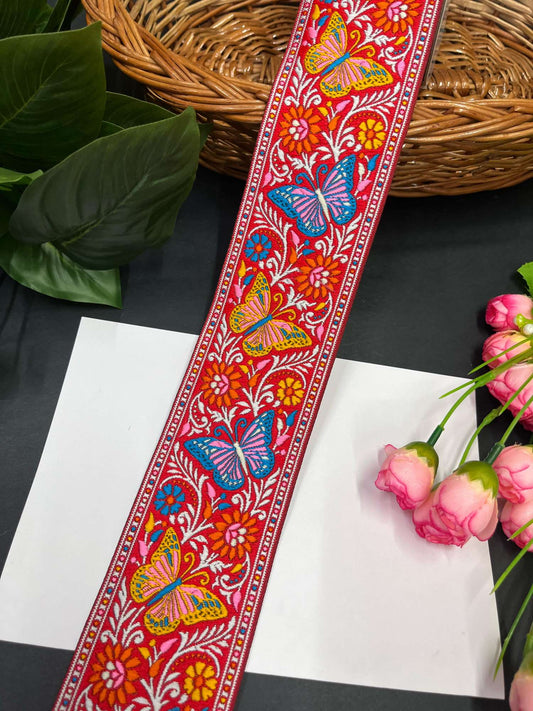 Butterfly Banarasi Lace – 9 Meters, 2.5-Inch Traditional Zari Woven Border for Sarees, Lehengas & Dupattas | Multi 2