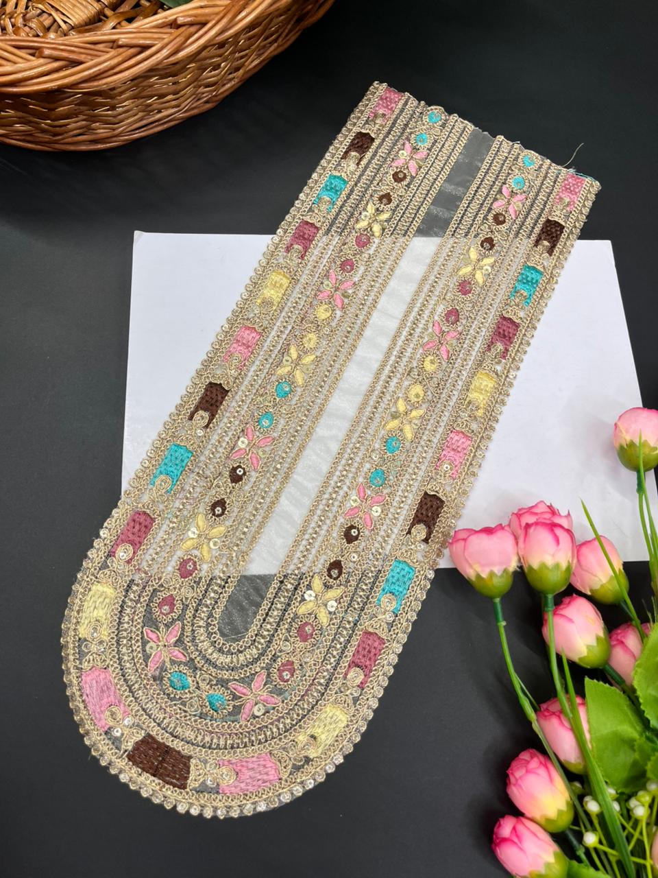 Sabyasachi Inspired Embroidered Applique Patch – Designer Neck Lace for Sarees, Kurtis & Blouses | Multi 2