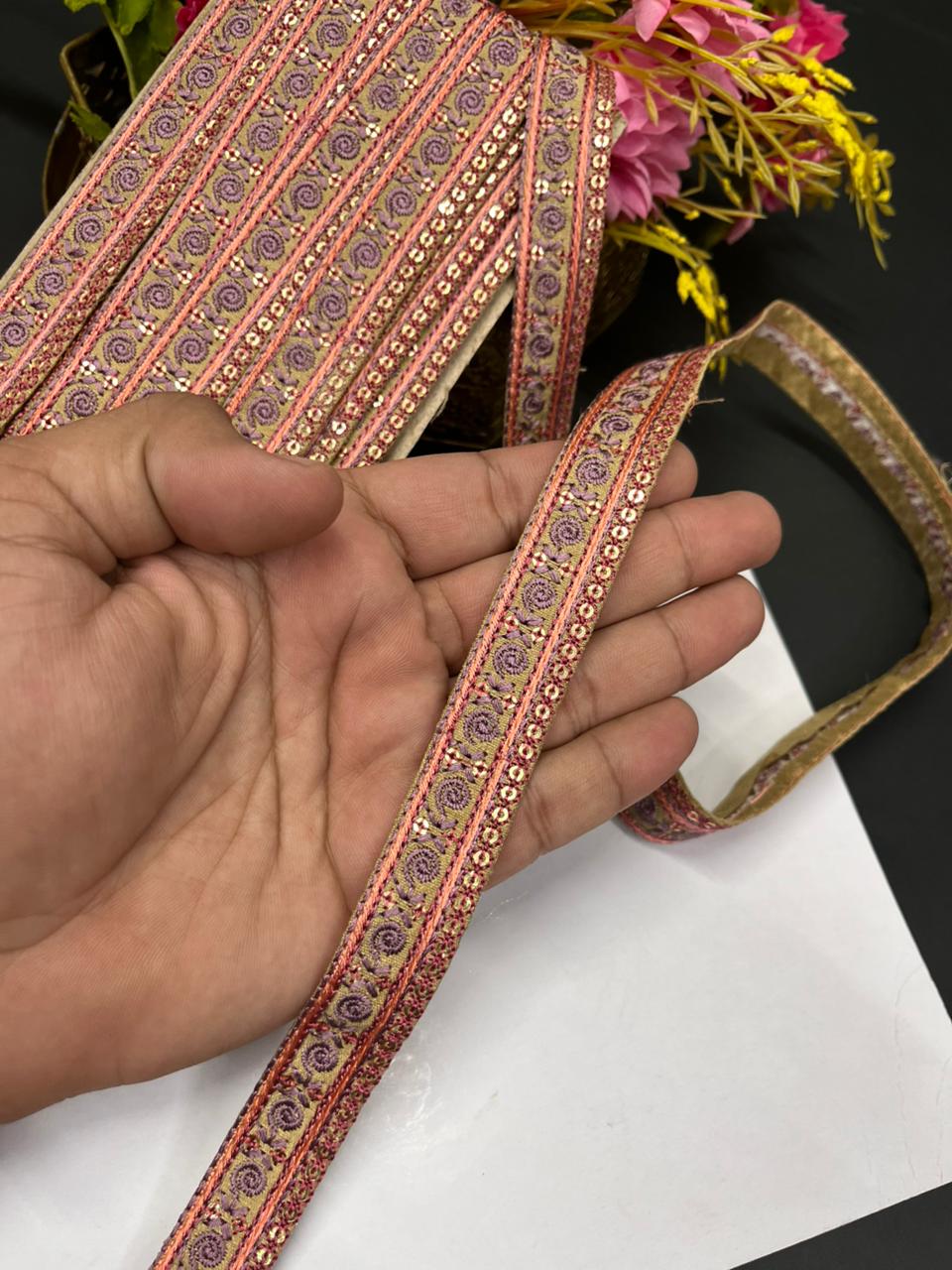 Multicoloured Sabyasachi Inspired Laces & Borders – Designer Embroidered Trim for Sarees, Lehengas & Dupattas (9 Meter, 1 Inch Width) | Multi 2