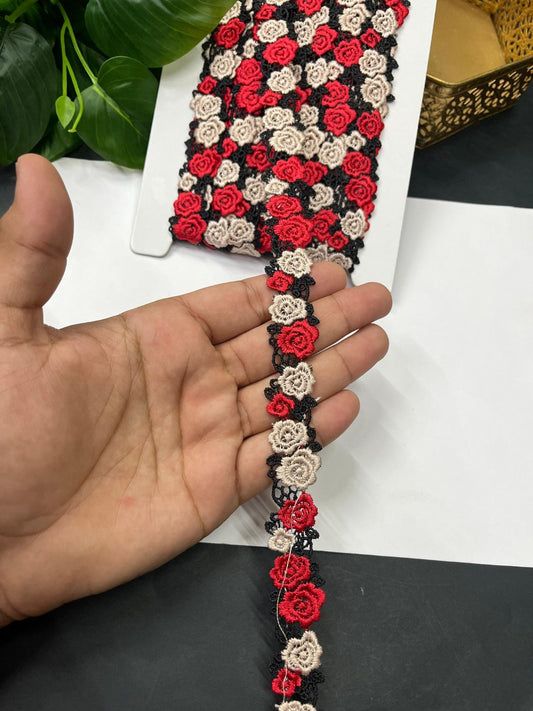 Stunning Multicolour Guipure Flower Imported Lace Trim – Designer Saree Laces & Dress Borders (9 Meter) | Multi 2