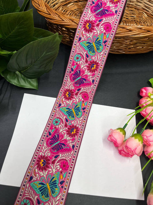 Butterfly Banarasi Lace – 9 Meters, 2.5-Inch Traditional Zari Woven Border for Sarees, Lehengas & Dupattas | Multi 3