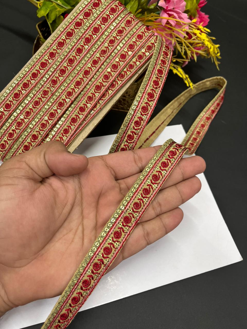 Multicoloured Sabyasachi Inspired Laces & Borders – Designer Embroidered Trim for Sarees, Lehengas & Dupattas (9 Meter, 1 Inch Width) | Multi 3
