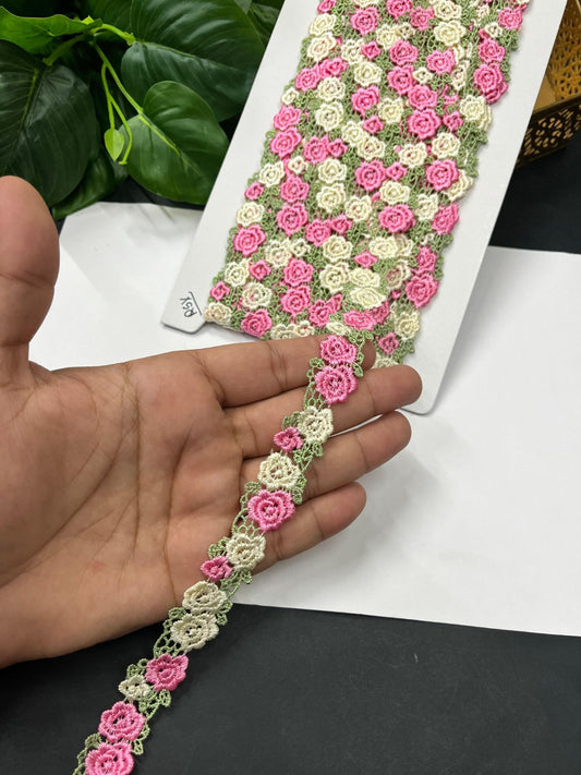Stunning Multicolour Guipure Flower Imported Lace Trim – Designer Saree Laces & Dress Borders (9 Meter) | Multi 3