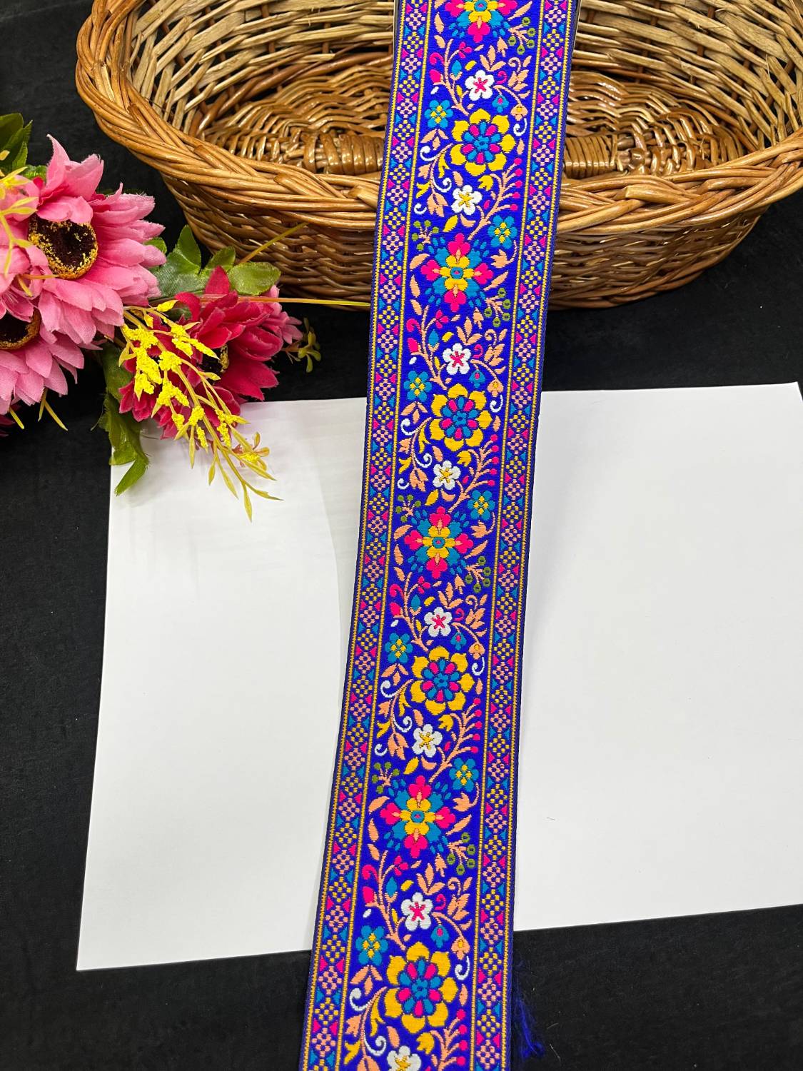 Multi-Color Jacquard Ribbon Banarasi Lace Border for Sarees & Lehengas (9 Meter)