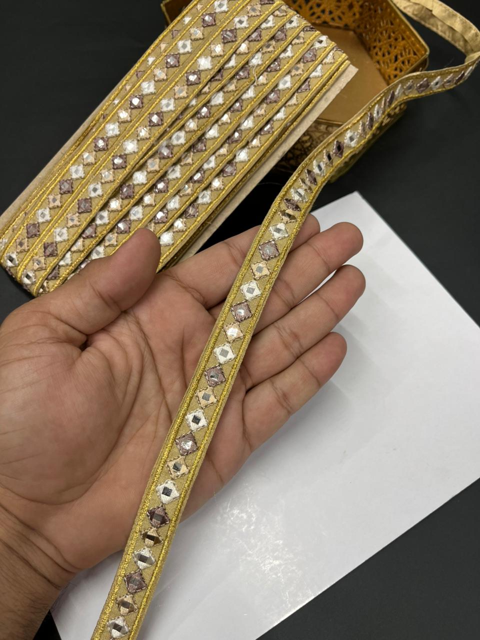 Multicoloured Sabyasachi Inspired Mirror Laces – Designer Saree & Dupatta Borders (9 Meter, 0.5 Inch Width)