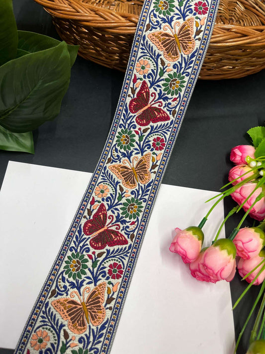 Butterfly Banarasi Lace – 9 Meters, 2.5-Inch Traditional Zari Woven Border for Sarees, Lehengas & Dupattas | Multi 4