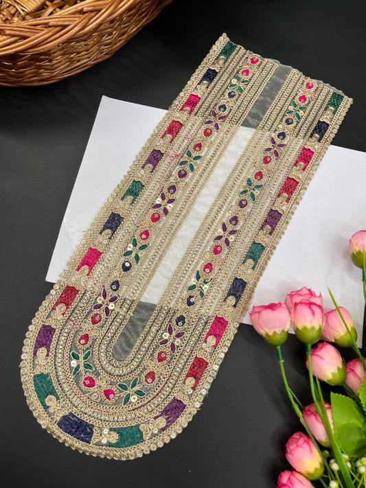 Sabyasachi Inspired Embroidered Applique Patch – Designer Neck Lace for Sarees, Kurtis & Blouses | Multi 4