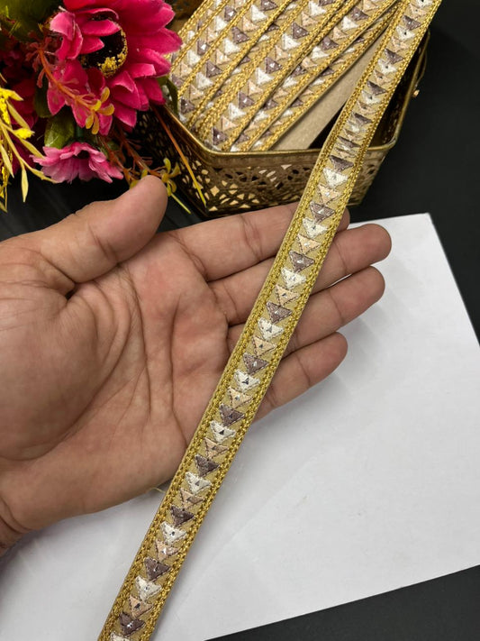 Multicoloured Sabyasachi Inspired Mirror Laces – Designer Embroidered Border for Sarees, Lehengas & Dupattas (9 Meter, 0.5 Inch Width) | Multi 4