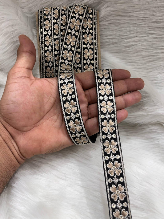 Exquisite Thread Embroidery Lace Trim – 9 Meters, 1-Inch Decorative Border for Sarees, Lehengas & Dupattas | Multi 4
