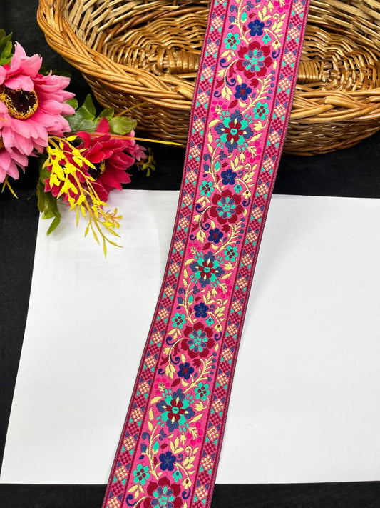 Multi-Color Jacquard Ribbon Banarasi Lace Border for Sarees & Lehengas (9 Meter)