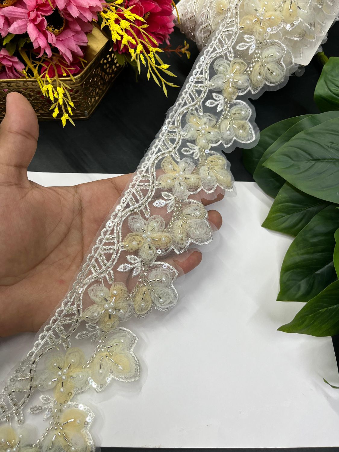 Multicoloured Organza Imported Lace – Designer Saree Laces & Dress Borders (9 Meter) | Multi 4
