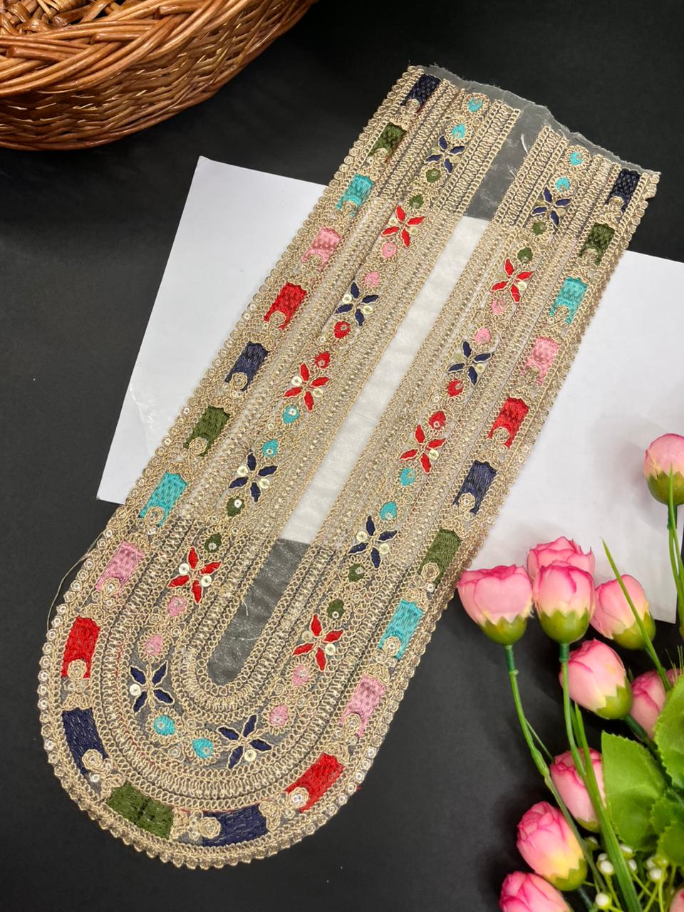 Sabyasachi Inspired Embroidered Applique Patch – Designer Neck Lace for Sarees, Kurtis & Blouses | Multi 5